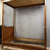 Parisian Louis XVI style four-poster bed in mahogany and gilded bronze circa 1850