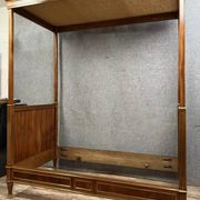 Parisian Louis XVI style four-poster bed in mahogany and gilded bronze circa 1850