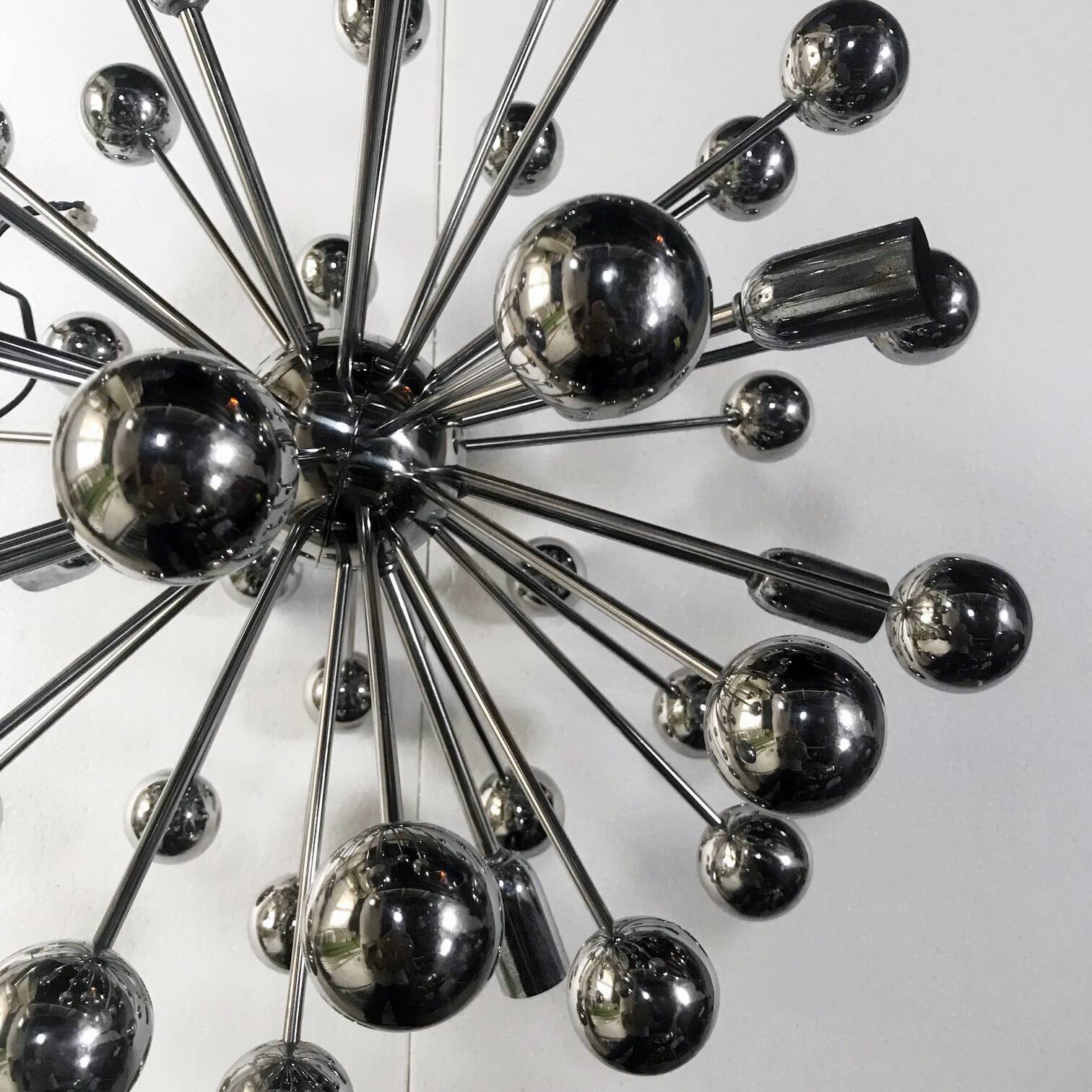 Grande Suspension Vintage • Plafonnier Sputnik • Acier Chromé • Space Age • 1970