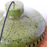 Olive green enamelled pendant light, Scandinavian, 1960-1970