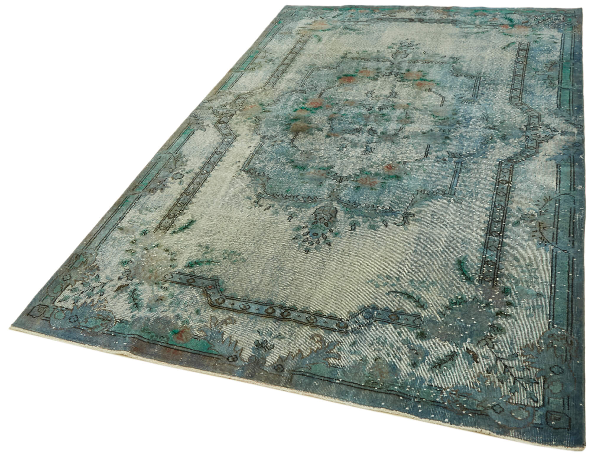 Handmade Contemporary Turkish 1970s 189 cm x 296 cm Blue Carpet