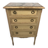 Commode de style Louis XVI en bois laqué crème, vers 1900