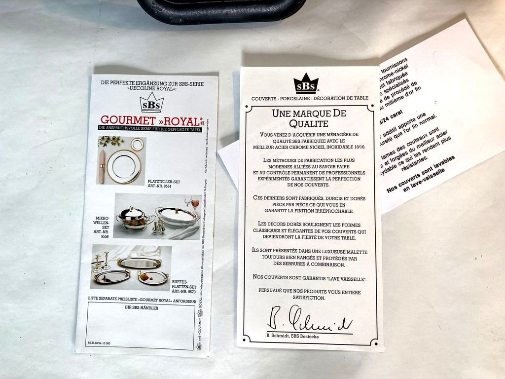 Cutlery set SBS Bestecke Solingen 70 pieces gold plated, vintage