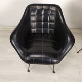 Vintage black skai armchairs