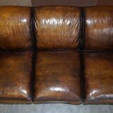 Howard & Son leather canapé, restored vintage, 3-seater
