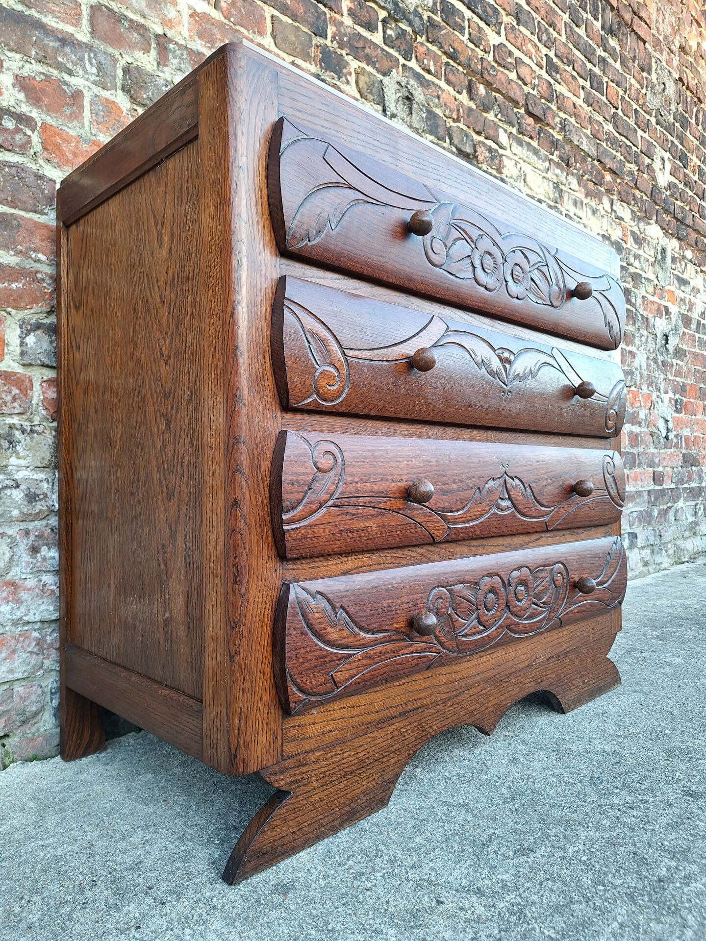 Art Deco commode, vintage antique piece with marble top.