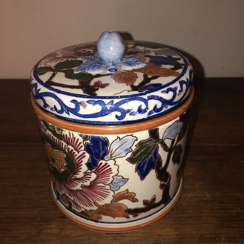 Old box, snuffbox Gien, Peony decoration