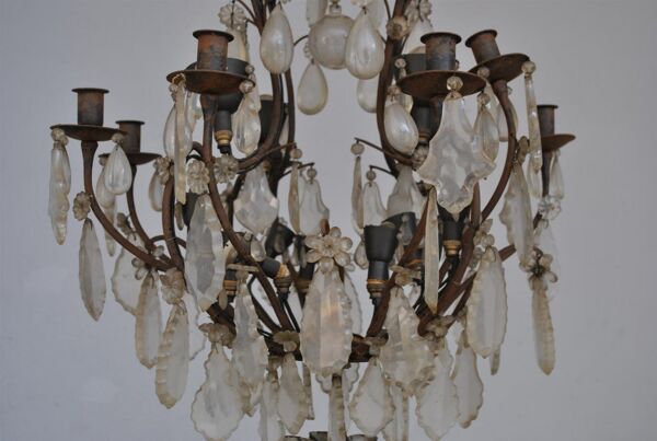 lustre à pampilles style Louis XV époque début XIXème