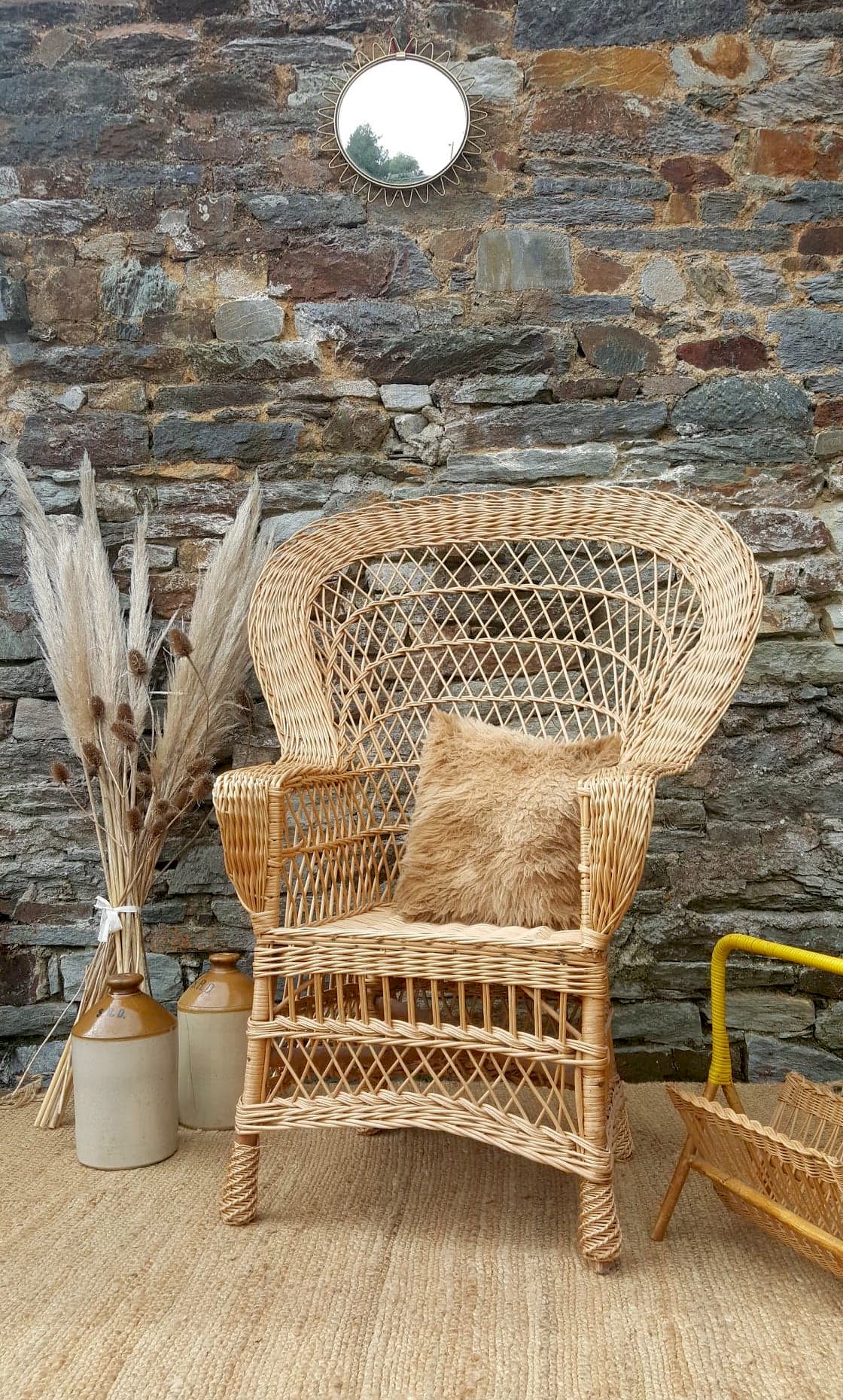Fauteuil Emmanuelle en rotin vintage 1970