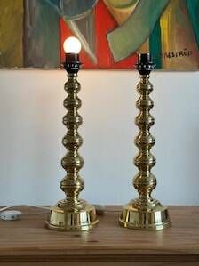 Pair of Mid-Century Brass Lamps by Enco, Sweden