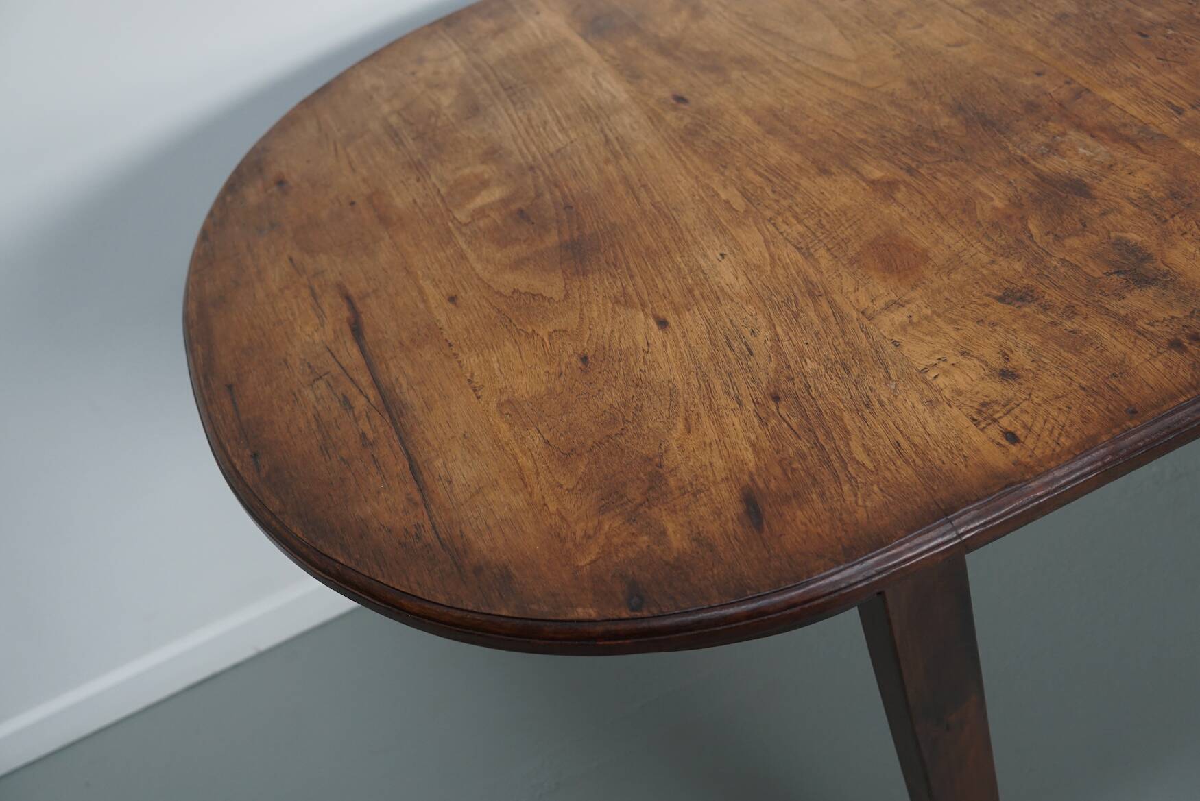 Large Oval Dutch Rustic Farmhouse Teak Dining Table