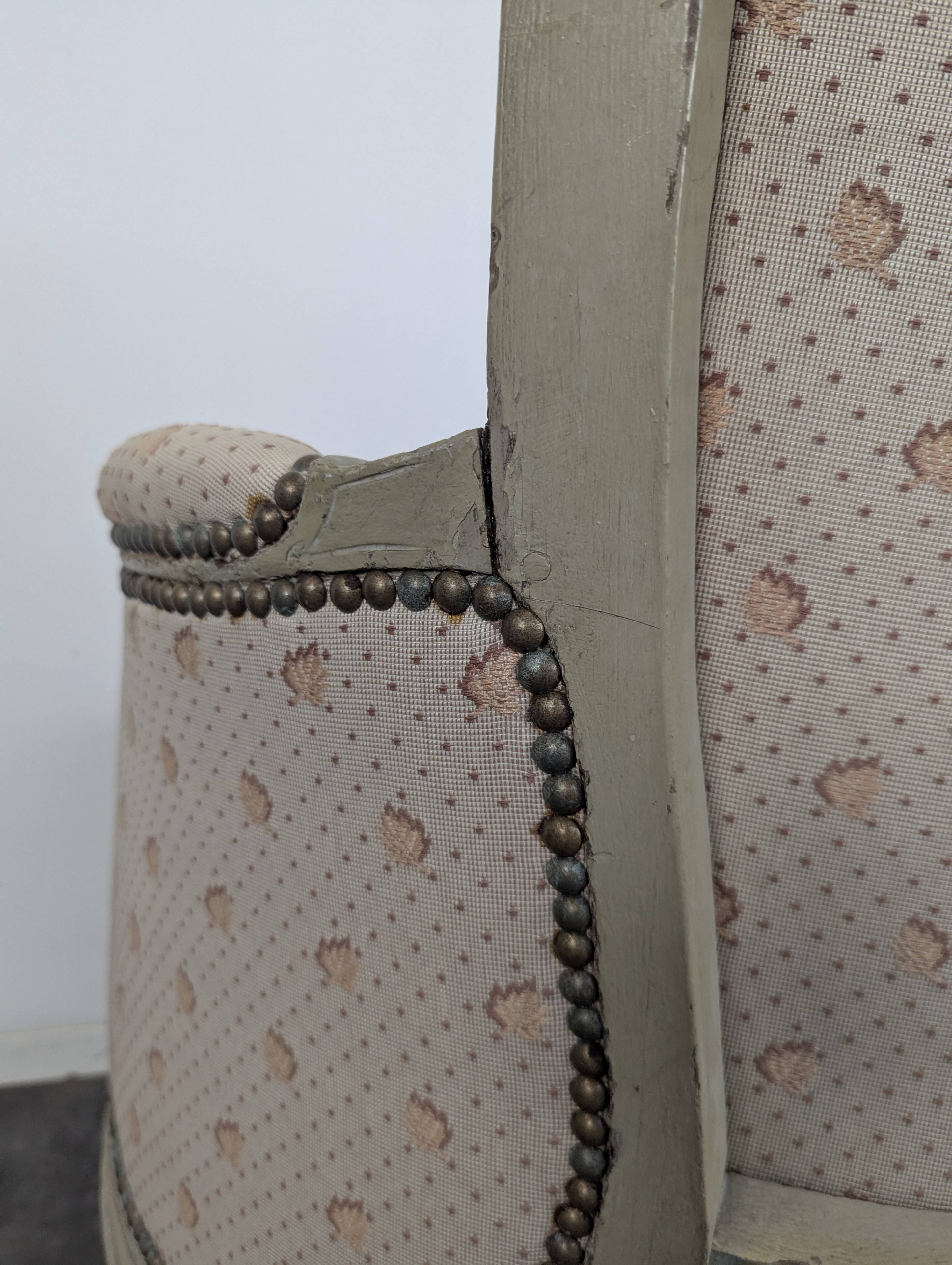 Louis XVI period bergère armchair with re-engraving