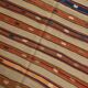 Beige & Orange Striped Wool Kilim Rug, 120x146 Cm