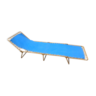 Transat Lafuma Chantazur in blue canvas, vintage 60/70