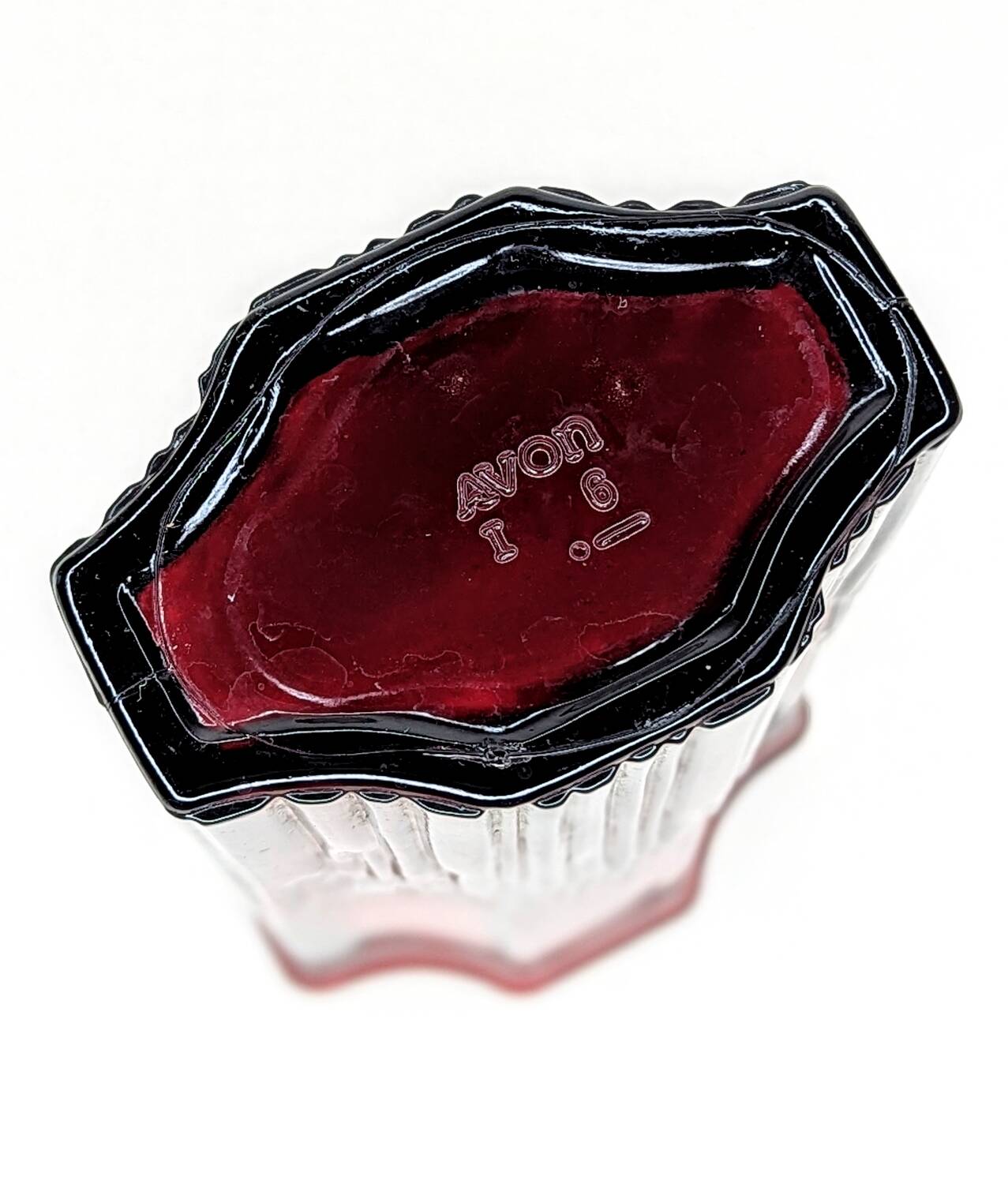 Vintage Avon burgundy glass vase
