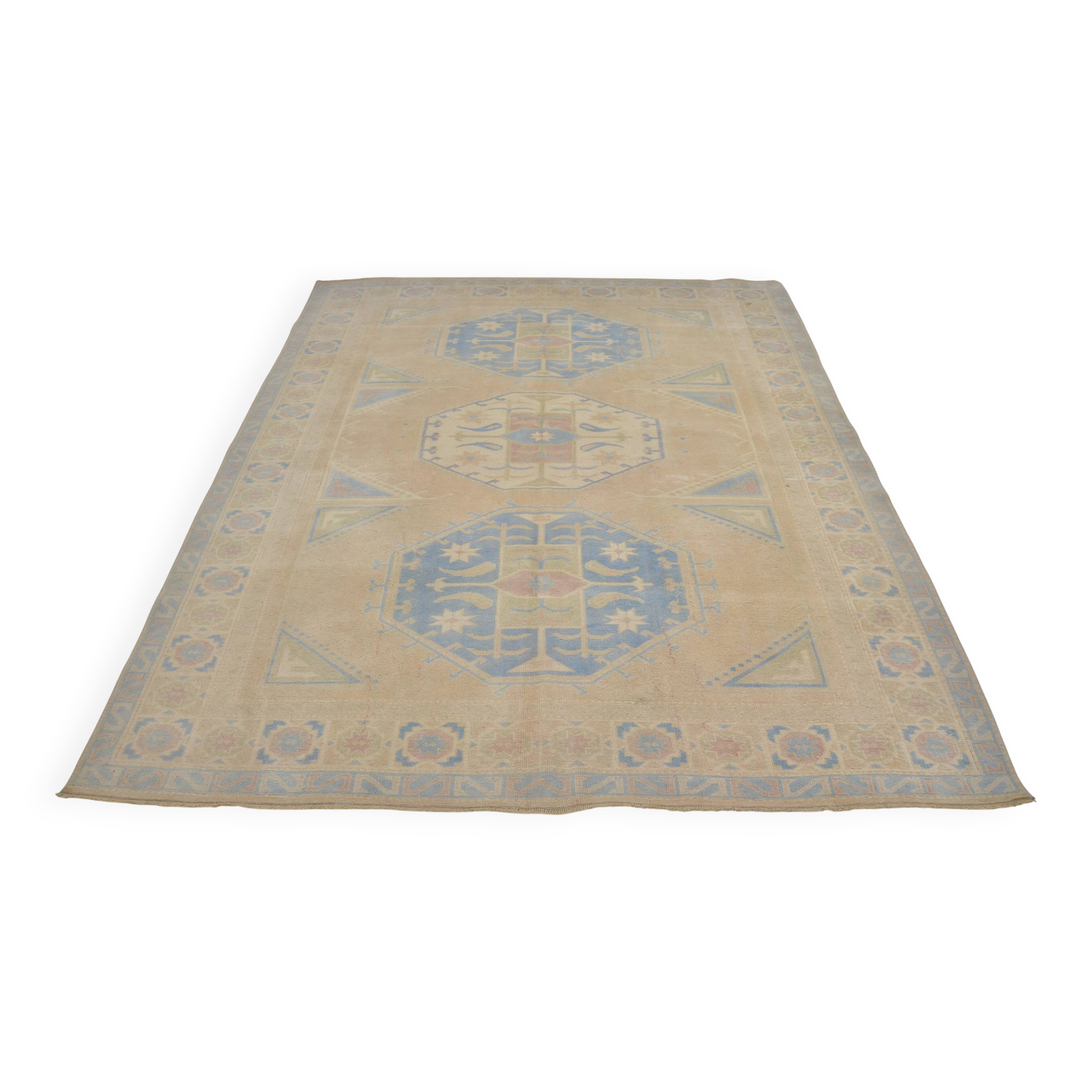 Bohemian Soft Colour Oushak Vintage Rug sku 2038