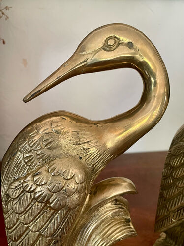 Bookend herons in brass style Art Deco 26cm