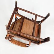 Vintage low armchair in rattan & two-tone weaving 1960s