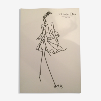 Illustration de mode de presse Christian Dior fin des années 80