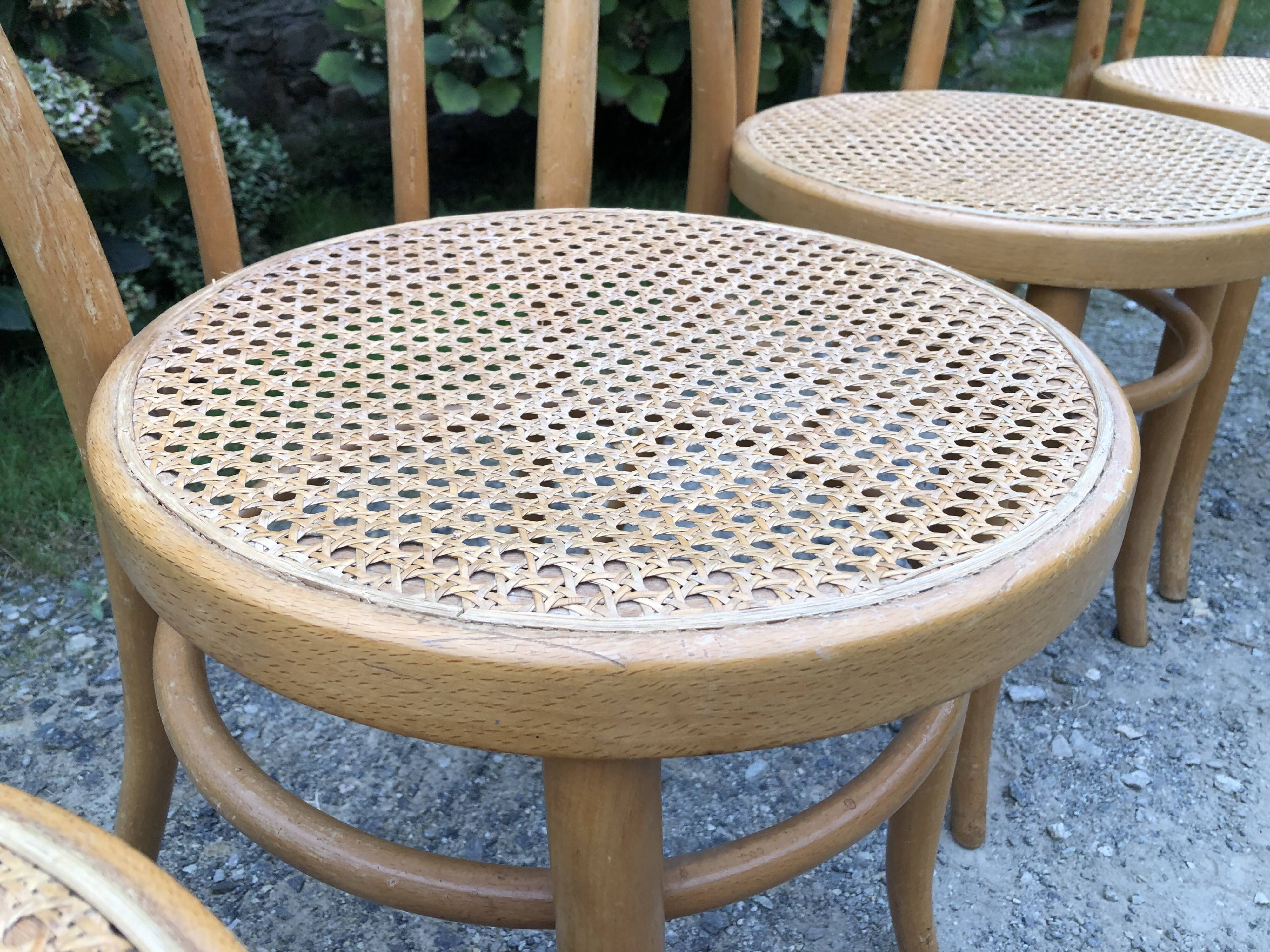 4 chaises bistrot vintage cannées