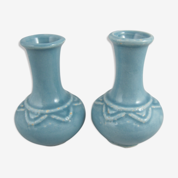 Paire de vases bleus en porcelaine
