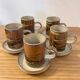 Set of 5 mugs / 2 mocha mugs in stoneware