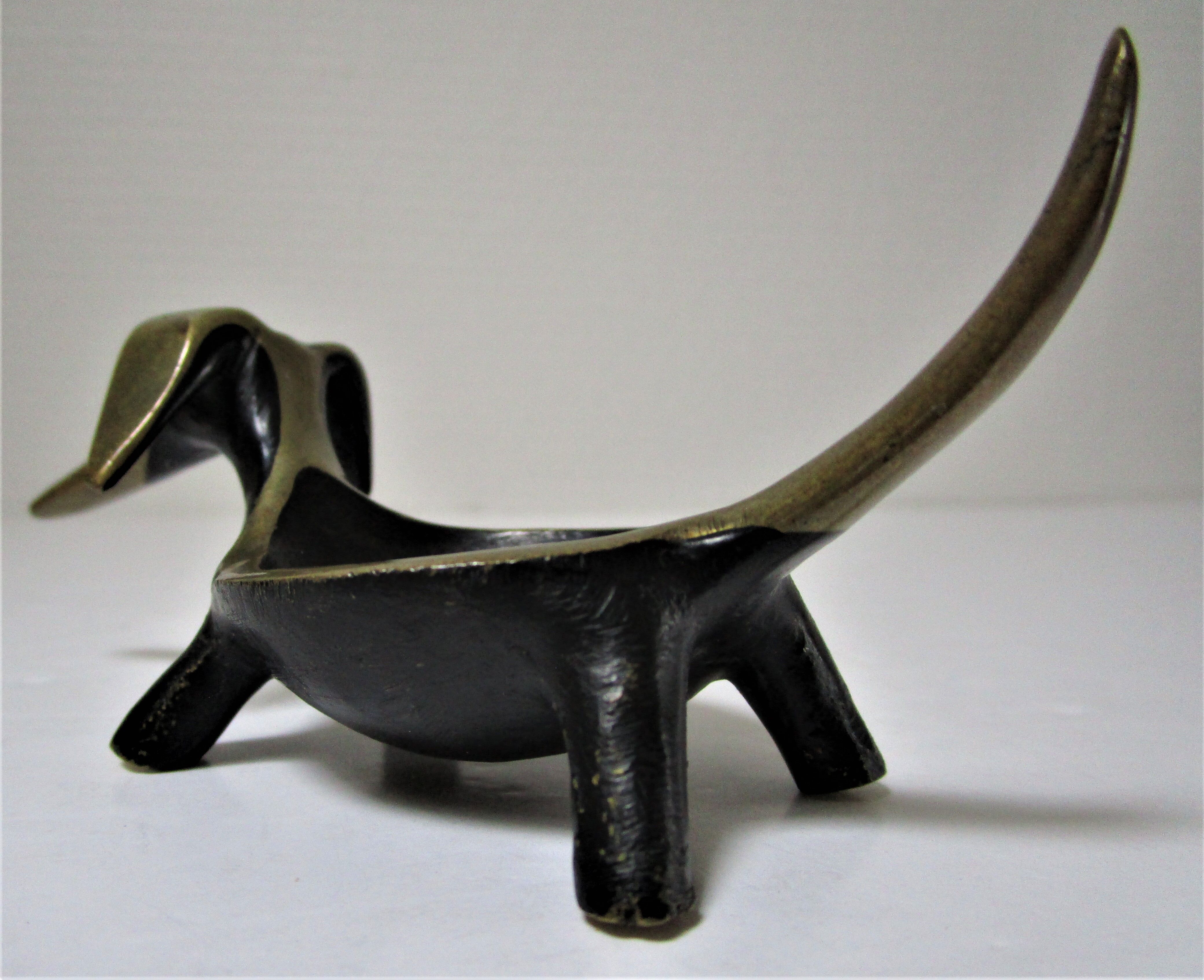 Zoomorphic bronze dachshund ashtray 50s