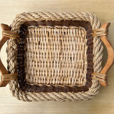 Rectangular burlap wicker basket