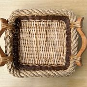 Panier osier toile de jute rectangulaire