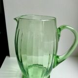 Art deco green glass pitcher / carafe 30s-40s