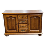 English sideboard with 2 doors and 4 drawers in solid wood 130cm
