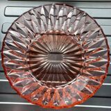 Chiseled pink glass salad bowl