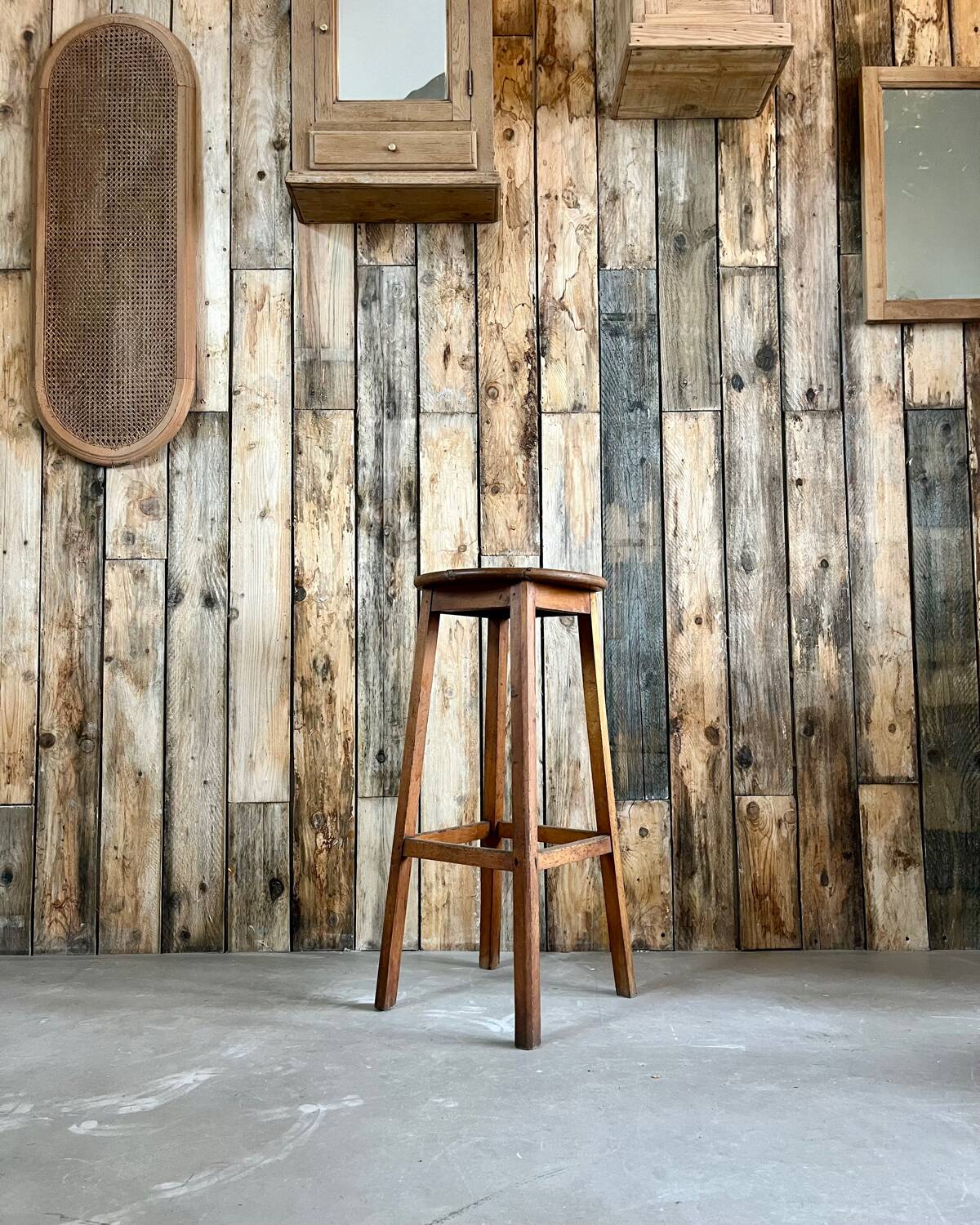 High wooden stool