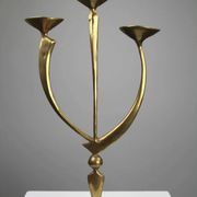 Solid Brass Three-Arm Candelabra — Modernist, 1960s