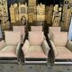 Suite de 6 fauteuils bergères bambou et velours beige