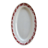 Old Ravier Céranord model Monty – Earthenware with geometric burgundy decoration