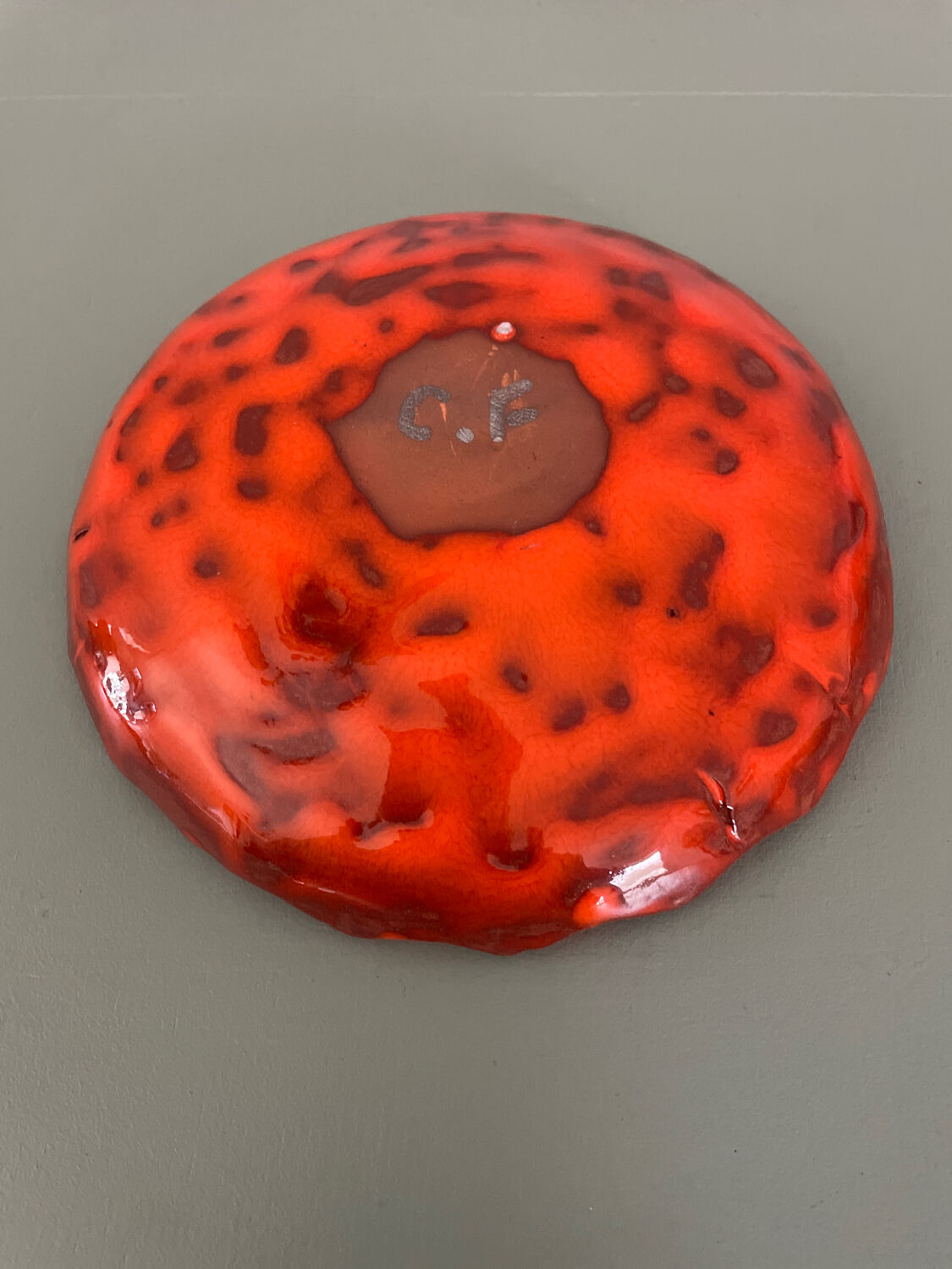 Ceramic, orange catchall, glazed terracotta