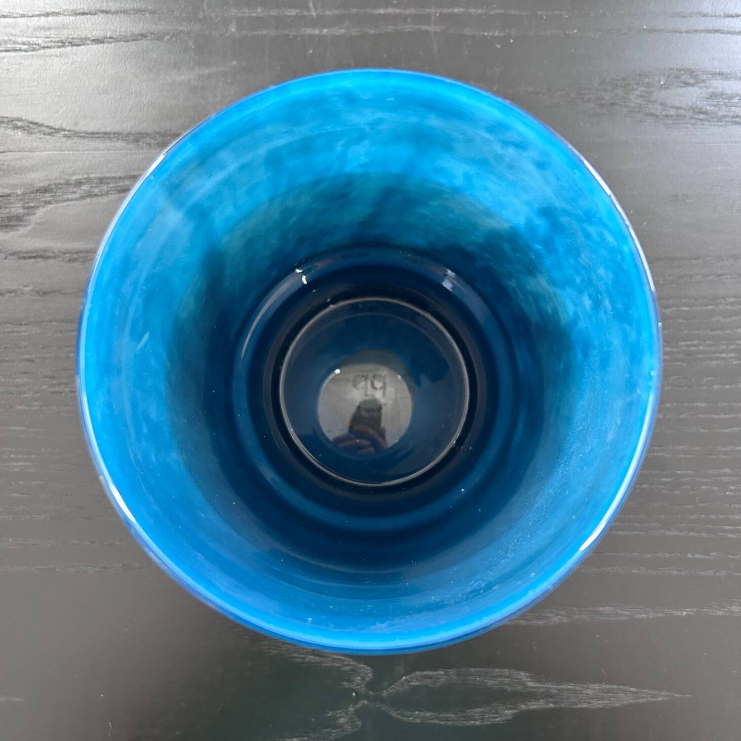 Blue glass and brass tealight holder