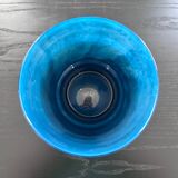 Photophore en verre bleu et laiton