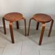 Pair of Artek stools model E60 (rare version with 4 legs), Alvar Aalto