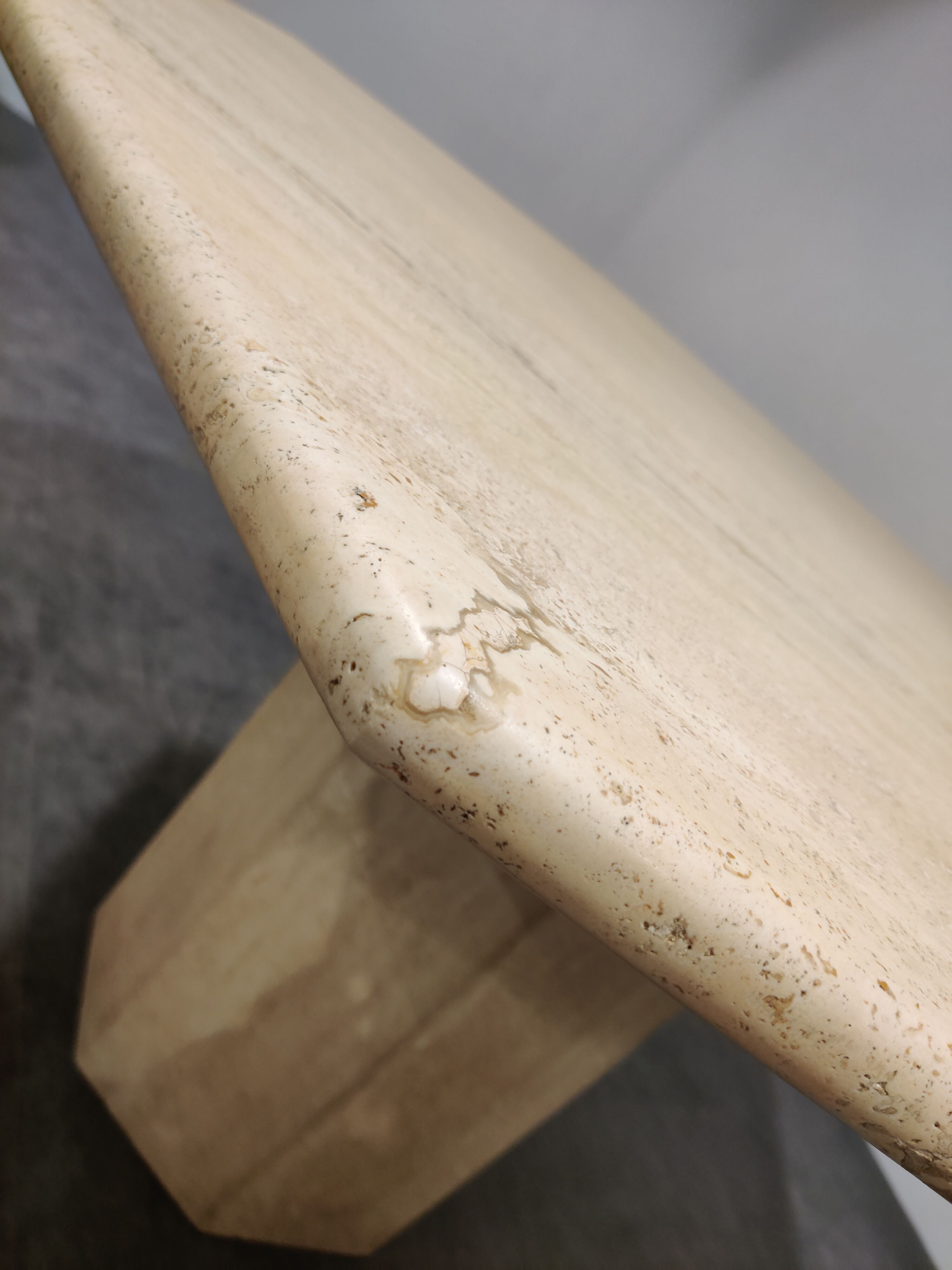 Octogonal italian travertine dining table 1970s