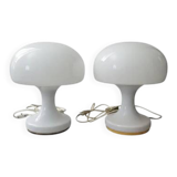 Pair of white “mushroom” table lamps for Jihlava, Czechoslovakia, 1970s