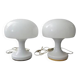 Pair of white “mushroom” table lamps for Jihlava, Czechoslovakia, 1970s