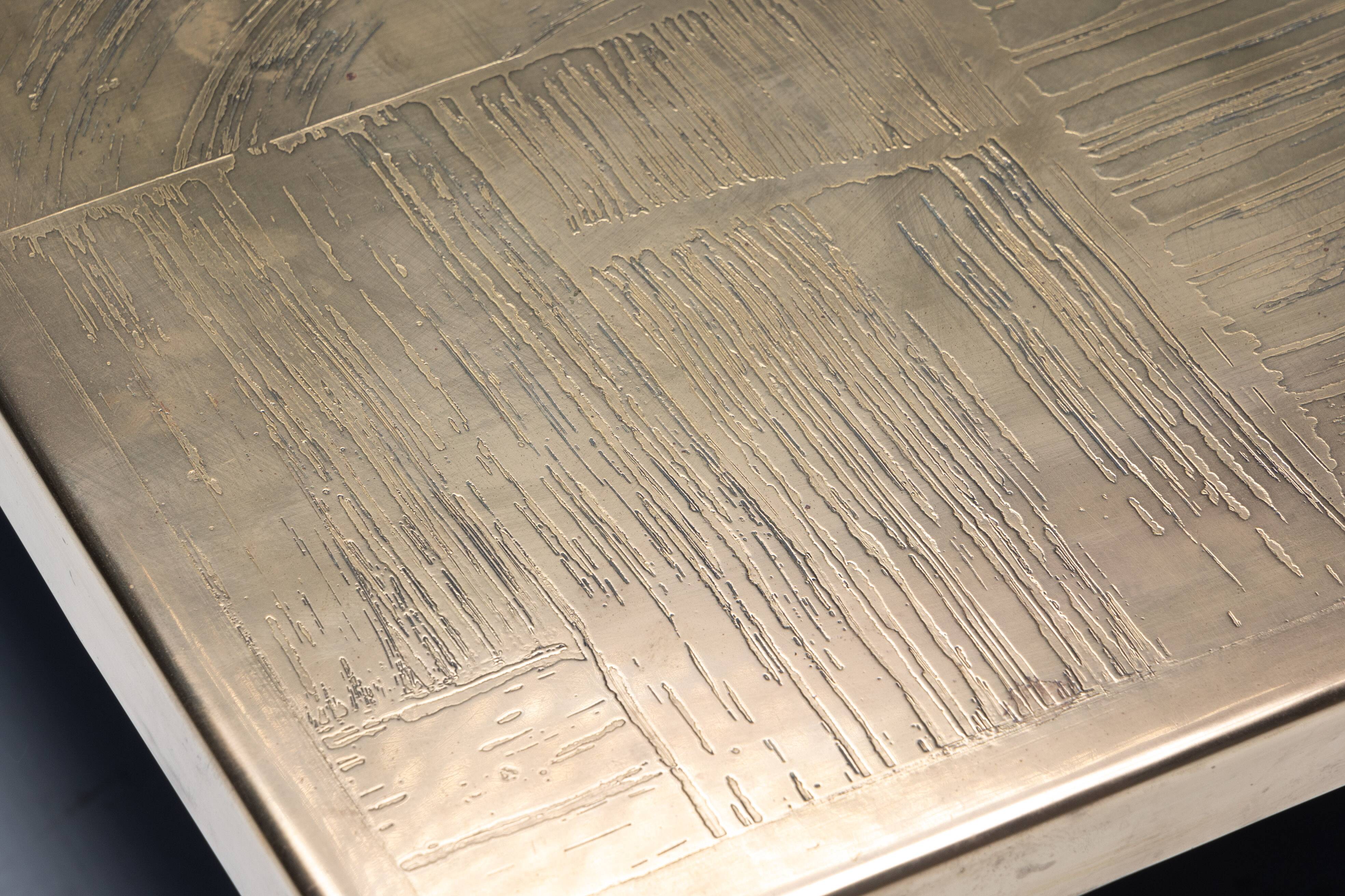 Brass Etched Coffee Table by Christian Heckscher, Belgium, 1970s