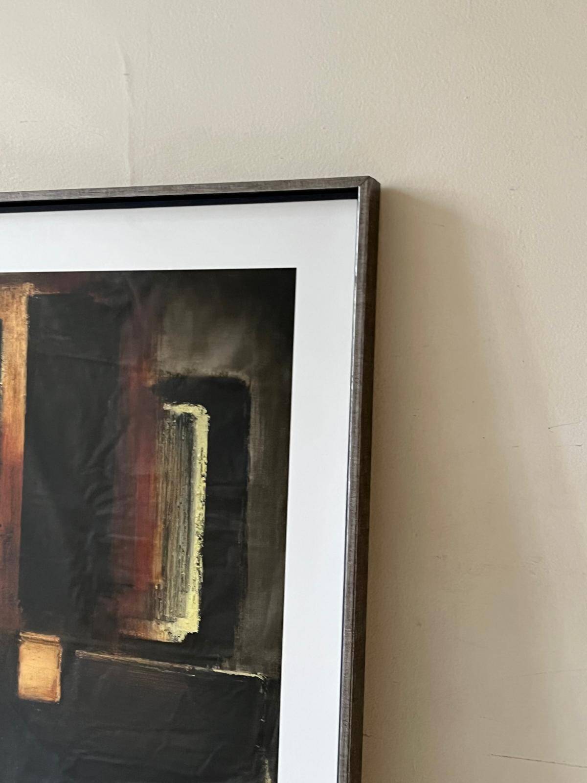 Large framed lithograph under glass by Pierre Soulages, Gandur Foundation.