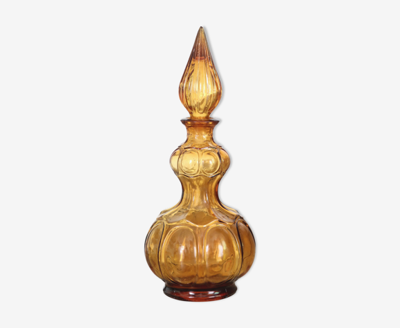 Bouteille italienne empoli en verre ambré, années 60
