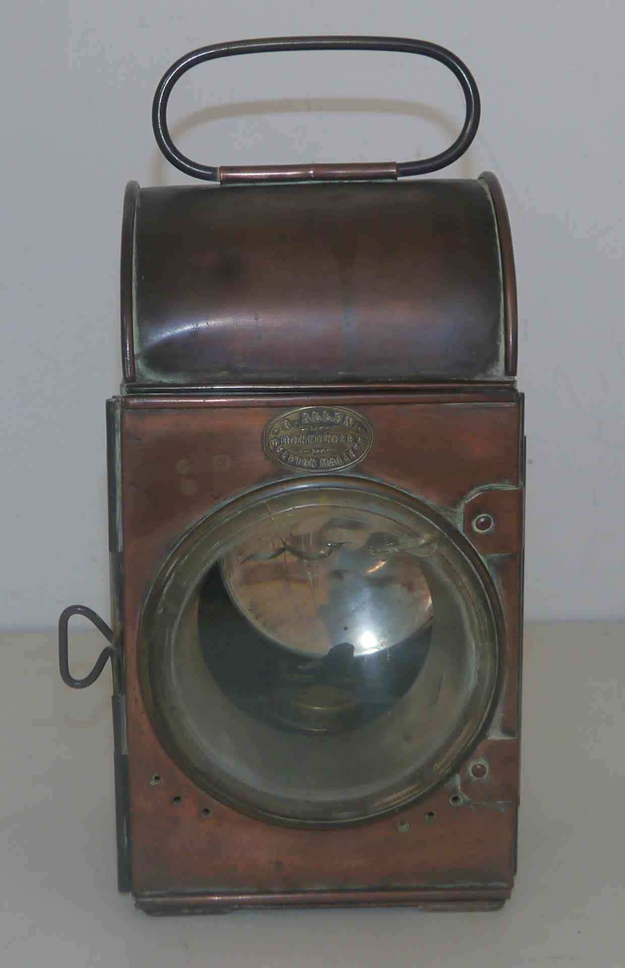 Old railway lamp "R.Allen - Hepton Mallett" early 20th century