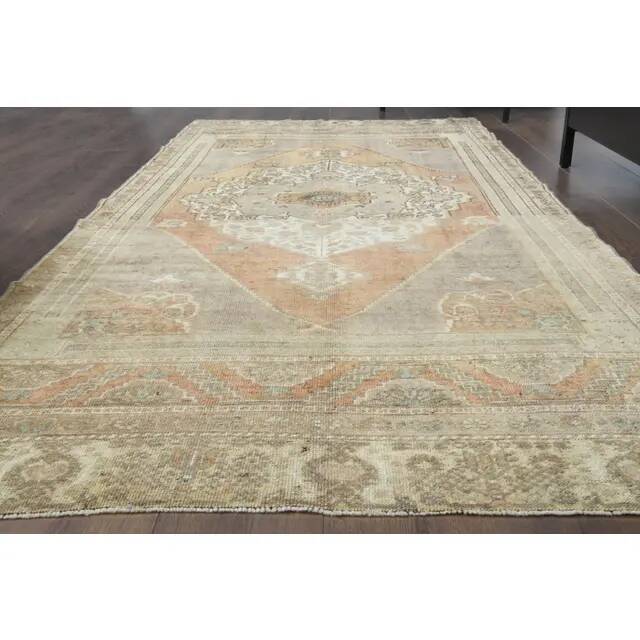 Vintage Turkish Oushak Handmade Wool Cotton Orange Runner Rug 129x290