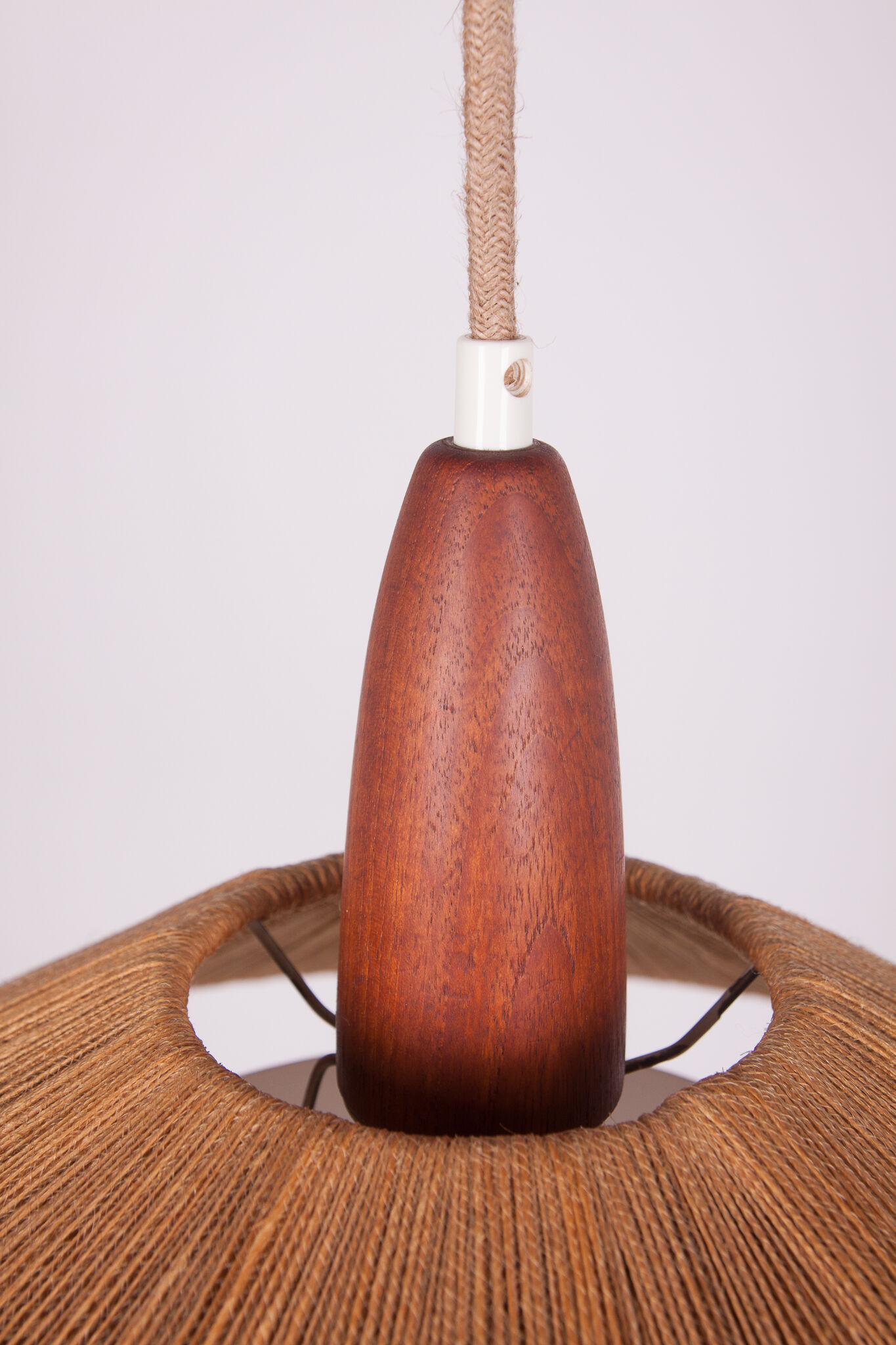 Ceiling Lamp in Teak and Sisal from Temde, 1960s