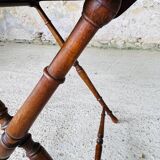 Folding side table in turned wood and marquetry circa 30's/40's